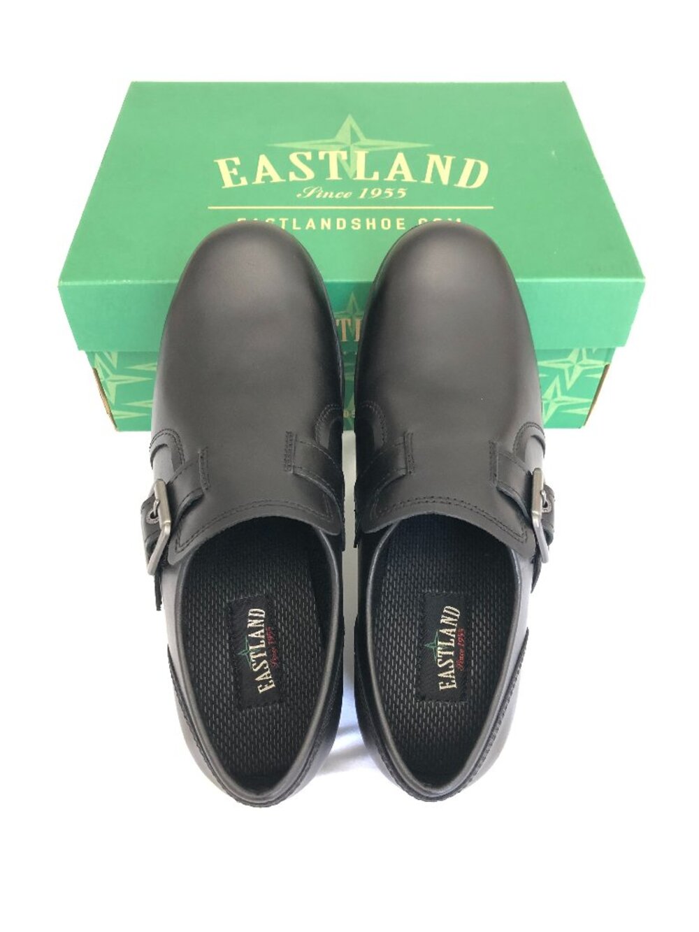NWT EASTLAND Open Road Leather Slip On Buckle Loafers Black Size 9 Wide
